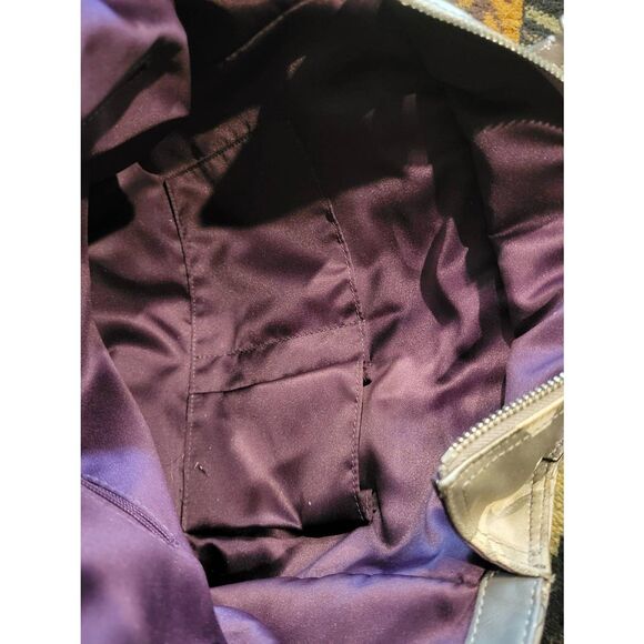 Coach Tote Bag Pewter Grey Large Ocelot Patchwork Mixed Media Leather Canvas - Picture 8 of 9